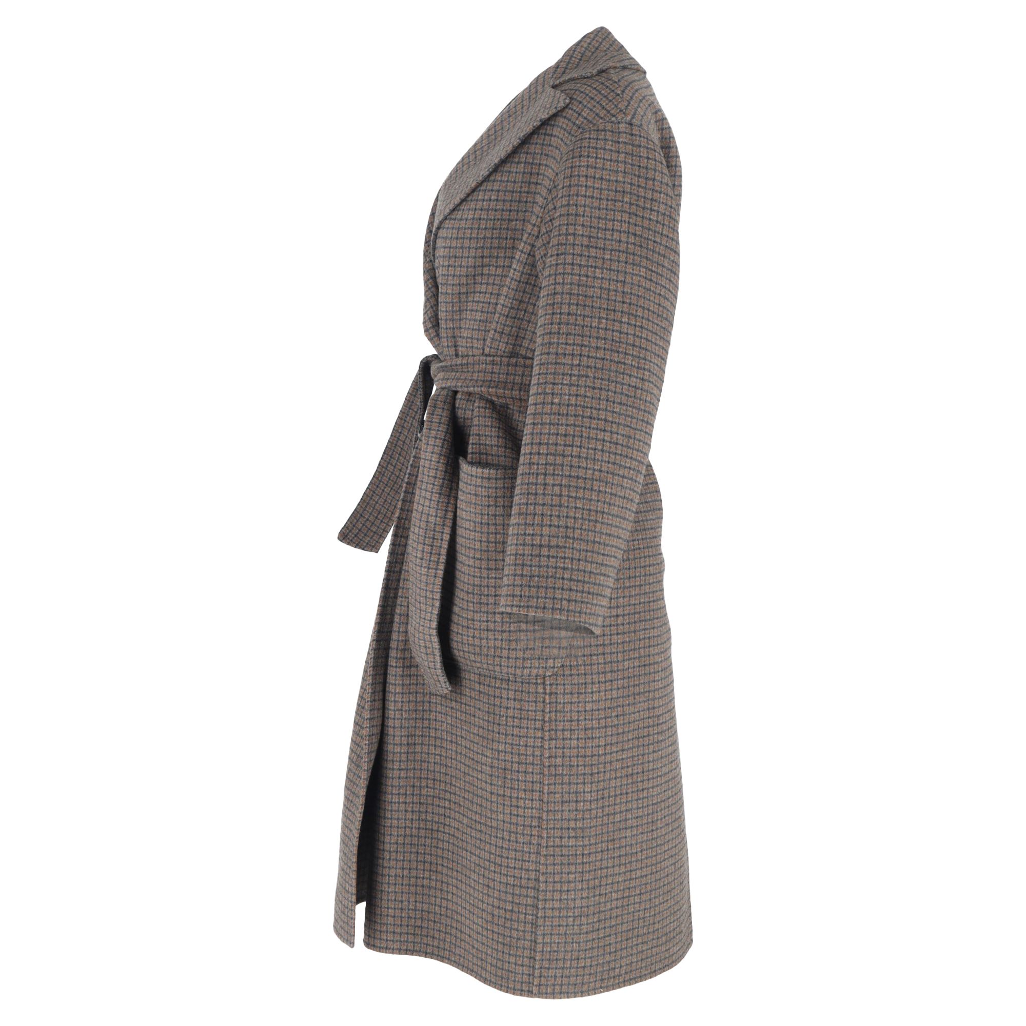 Max Mara Preloved Orense Plaid Double-Breasted Coat in Brown Wool
