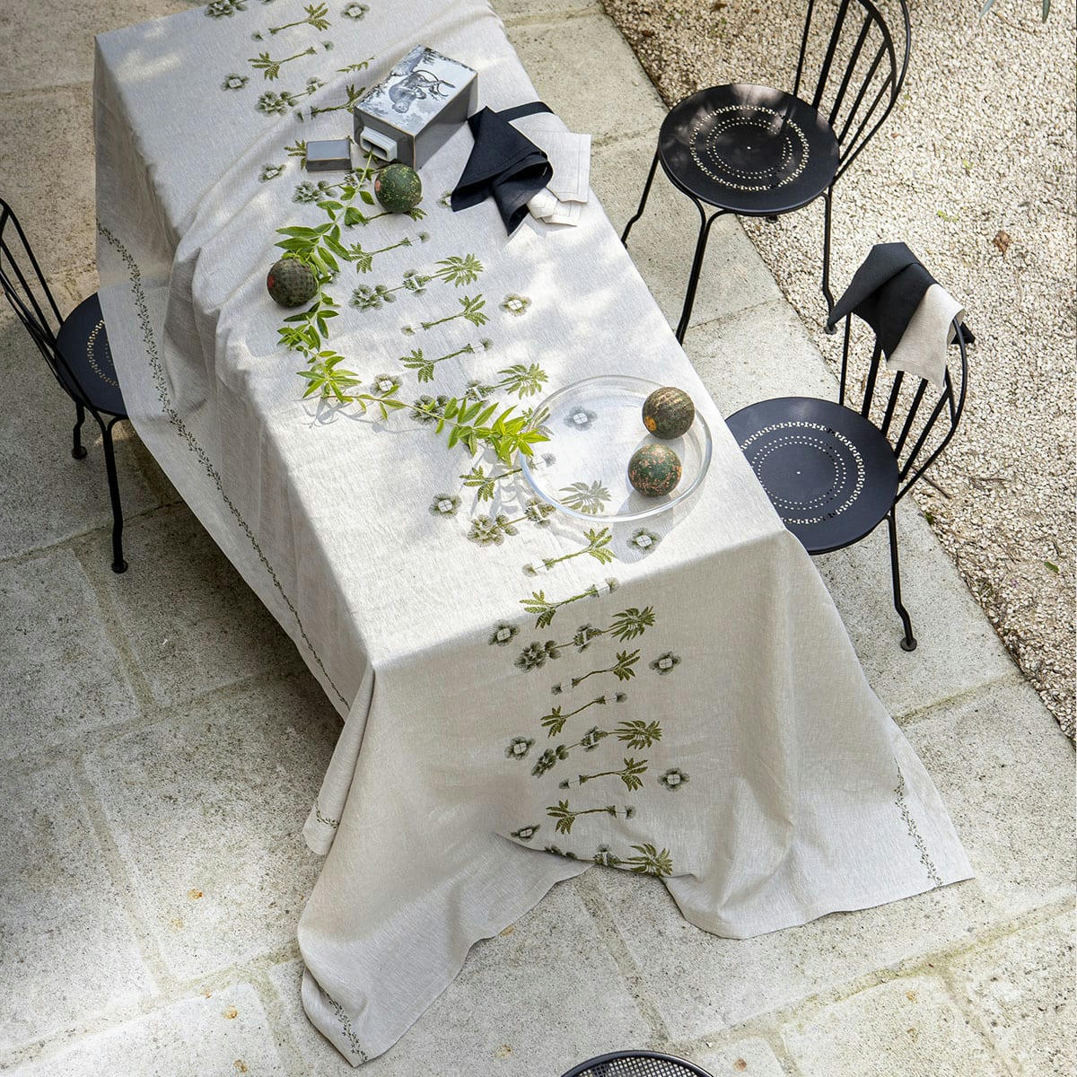 BARBADE - Nappe en lin beige 170x320