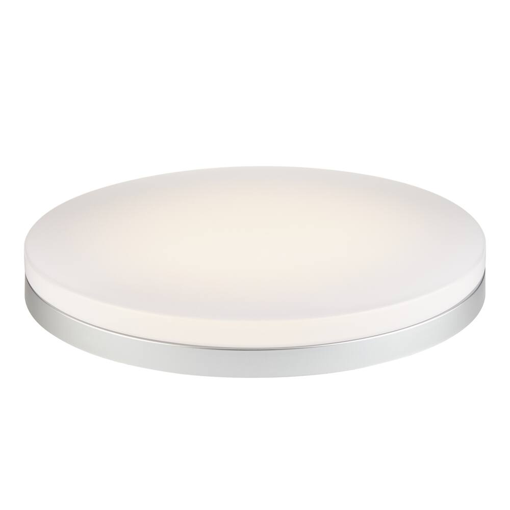 NOMA Round LED Metal Base Flush Mount Ceiling Light Fixture, Silver, 13-in