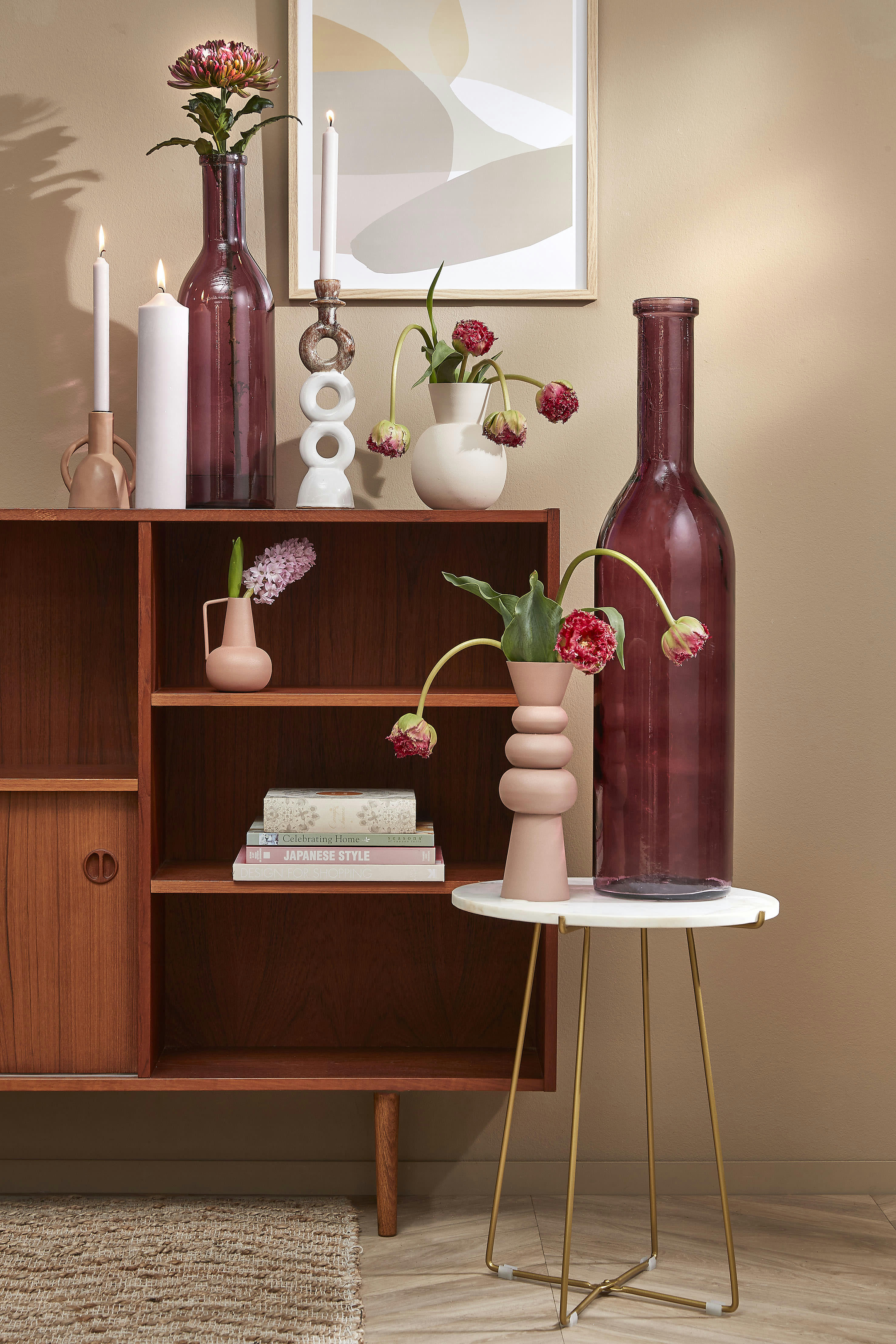 - Bougie en stéarine rose H30