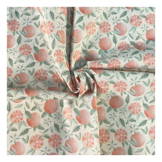 Succulent Citrus Orange Cotton Fabric by the Metre