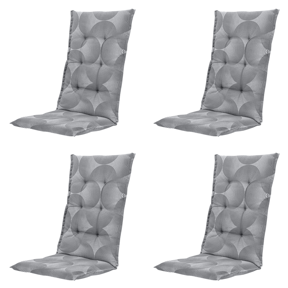 Madison tuinstoelkussen hoge rug Napels - grijs - 123x50x5cm - set van 4