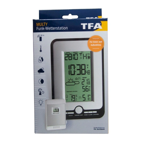 Funk-Wetterstation, Breite: 11,8 cm, Temperaturbereich: -40 bis 70 °C