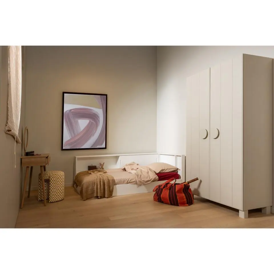 WOOOD Carter Hoekbed Links/Rechts - Grenenhout - Wit - 90x200