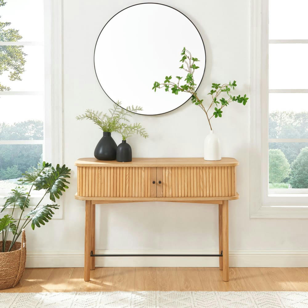 MATI - Console 2 portes en bois L110cm bois clair