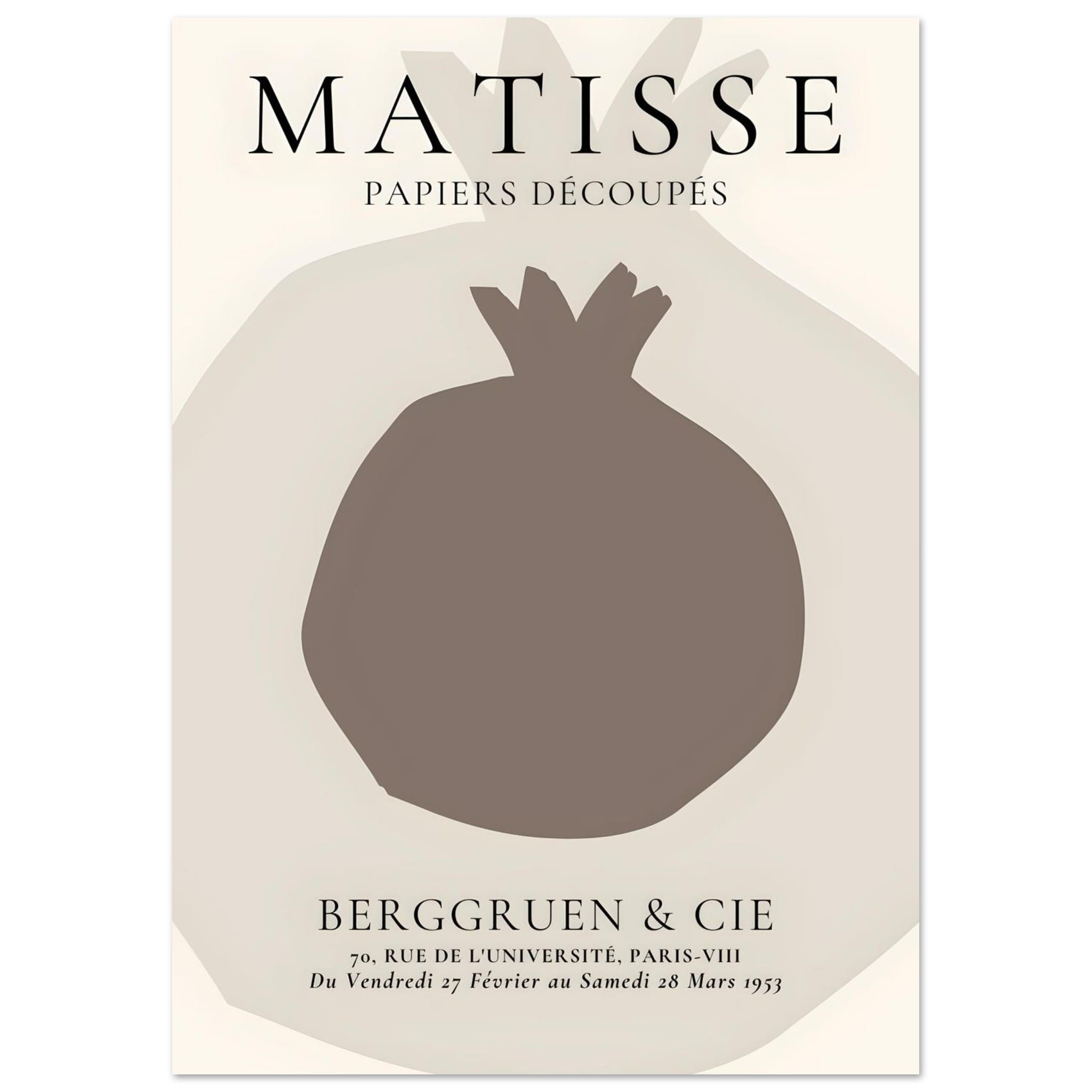Artfulprints Poster Matisse – Still fruit  - A4 21x29.7 cm - Grijs