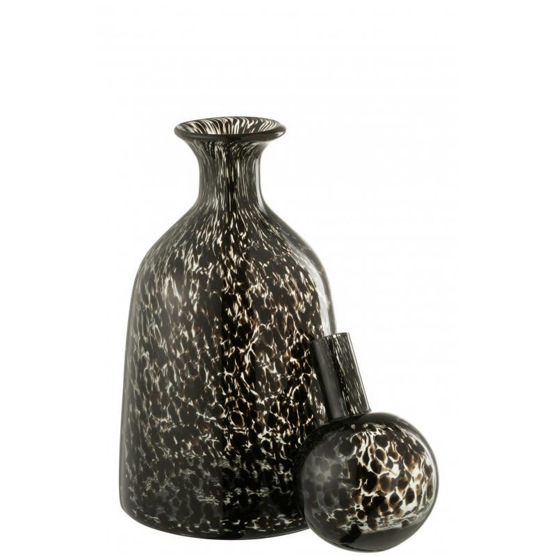 POIS - Bouteille décorative et bouchon verre noir H33,5cm
