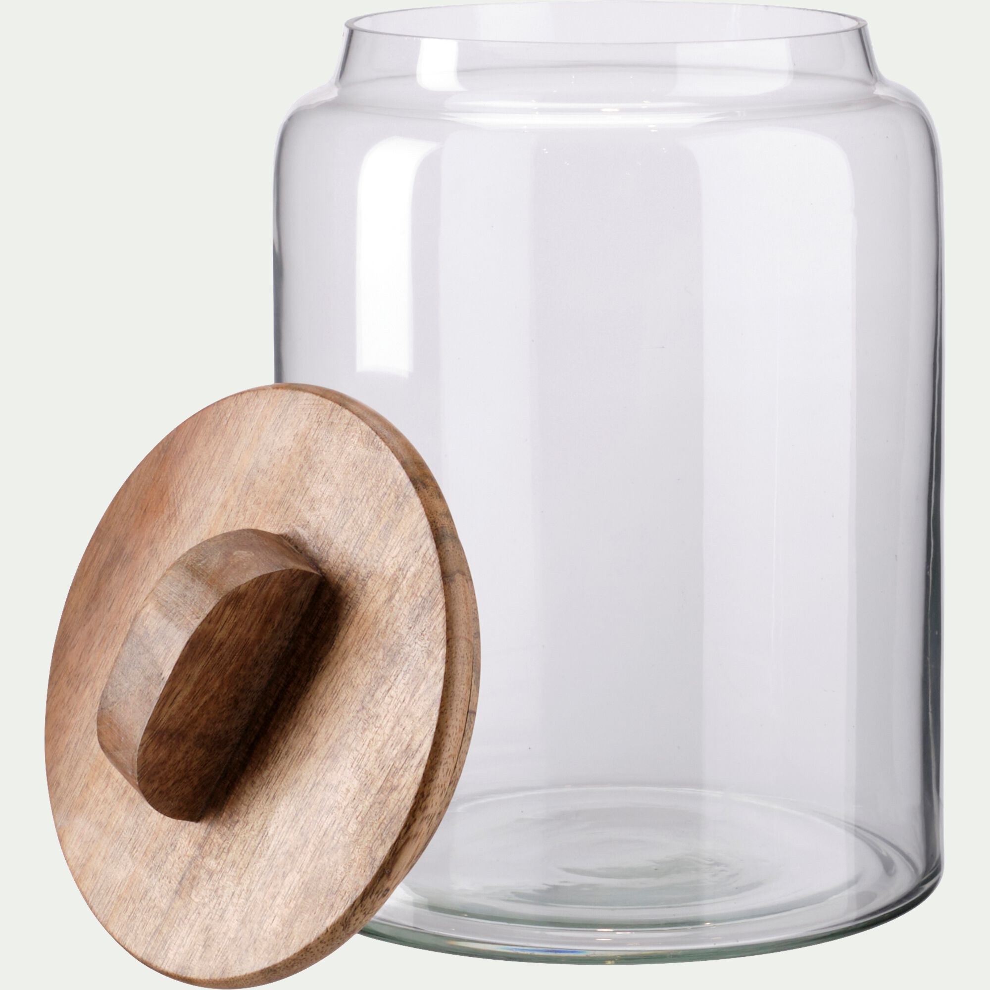 BLOCA - Bocal en verre avec couvercle en manguier 3L - transparent