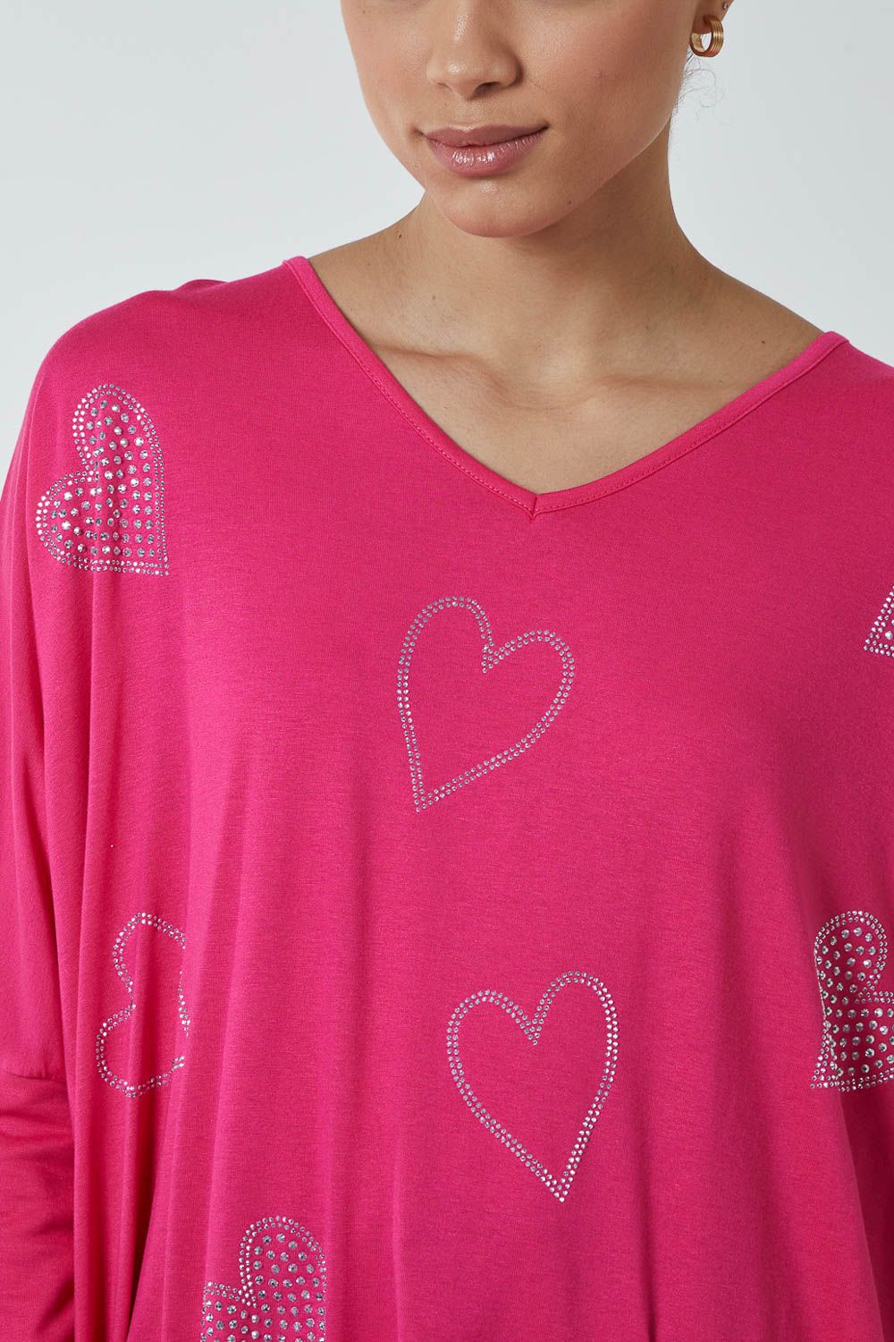 Blue Vanilla Hotfix Multi Heart Batwing Top