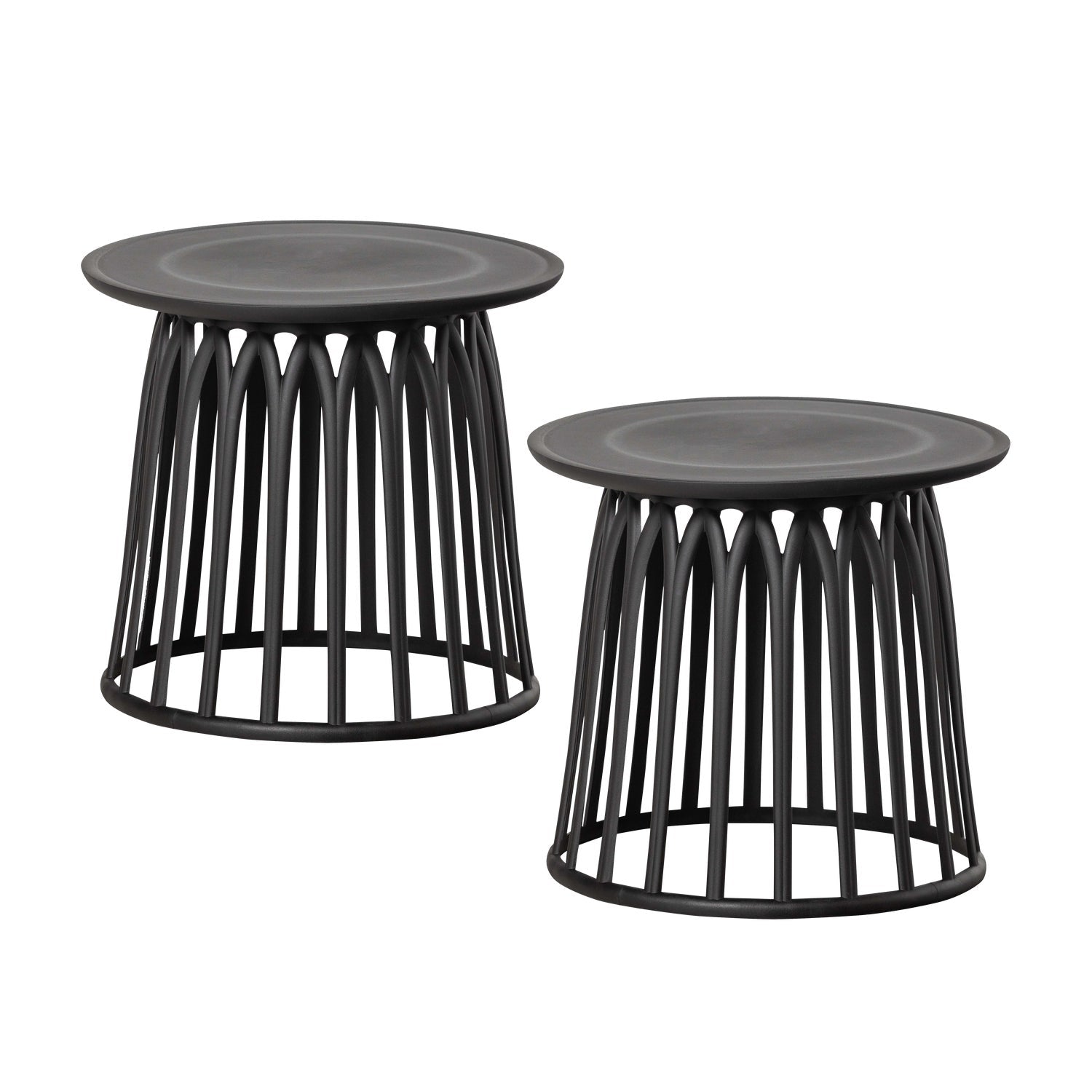 WOOOD bijzettafels buiten Boy - Kunststof - Zwart - 45x50x50 - Set van 2