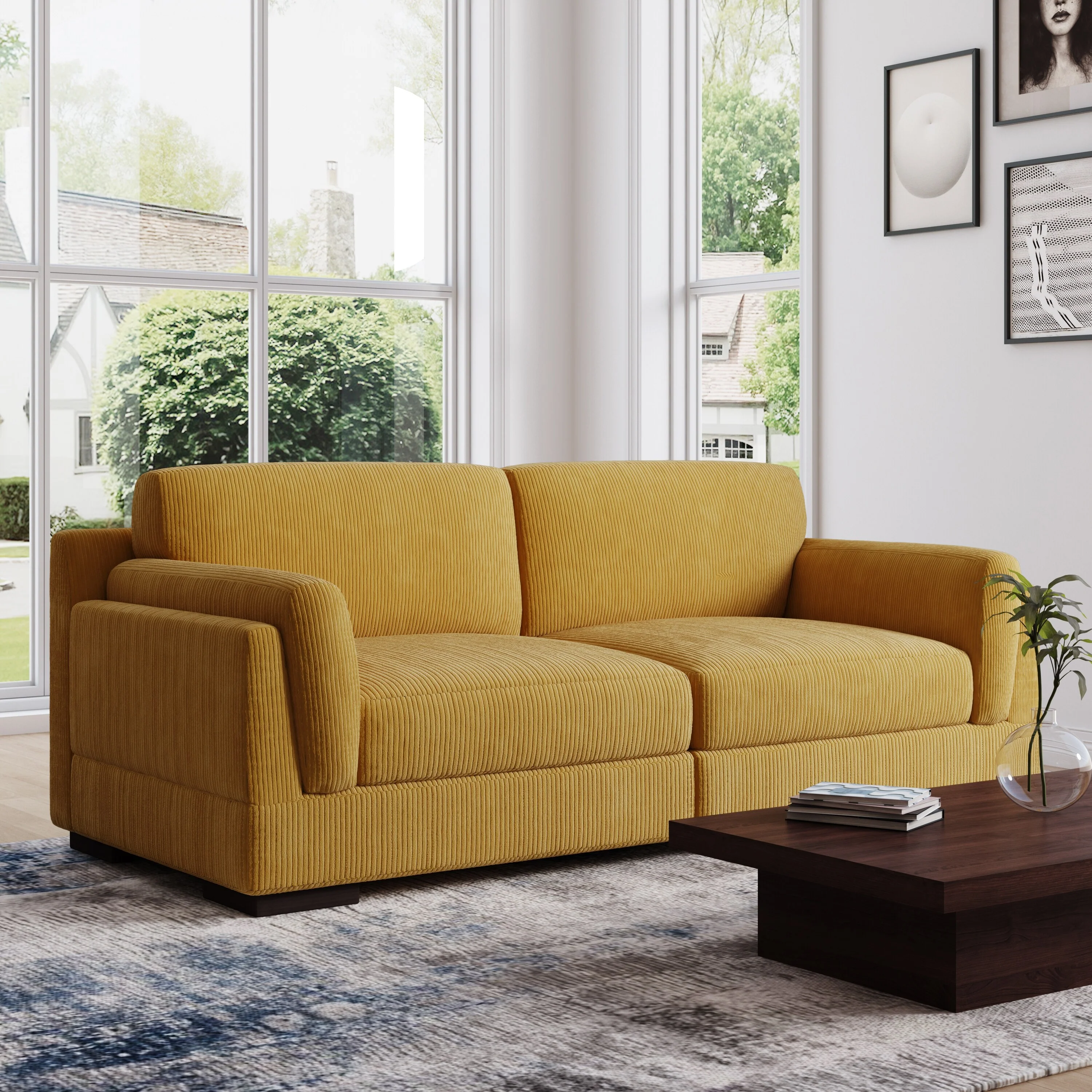 90 Loveseat Sofa Modern and Cozy Corduroy Couch