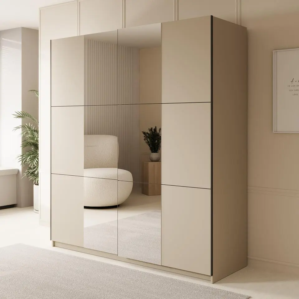 Meubella - Luce - Kledingkast met schuifdeuren - Beige - 180x55x201 cm