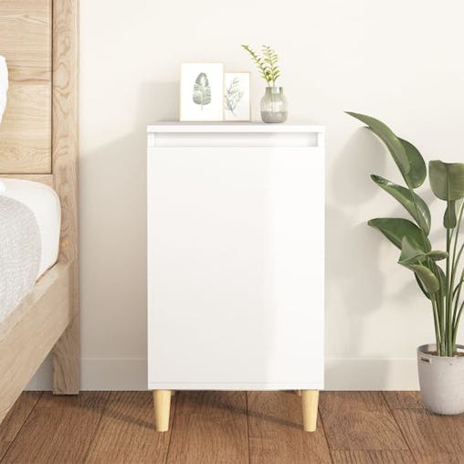 NNEVL Bedside Cabinet High Gloss White 40x35x70 cm Engineered Wood