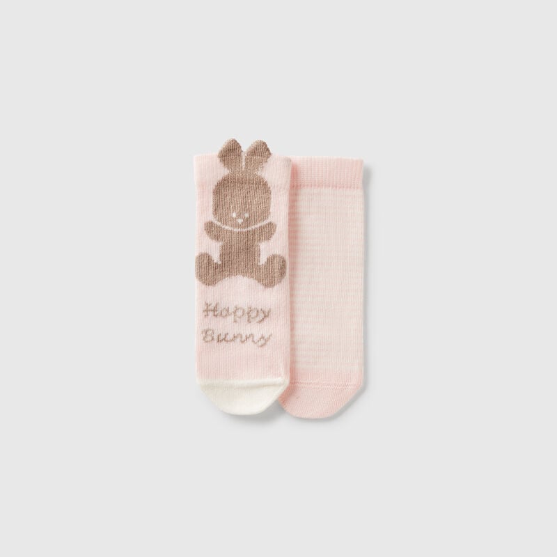 Set of socks with stripes and bunny