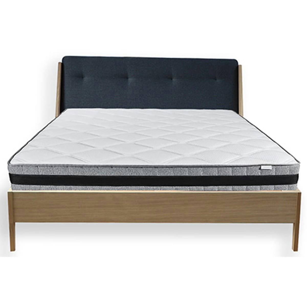 NOVA - Ensemble lit placage chêne 160x200cm + matelas à mémoire de forme 25cm
