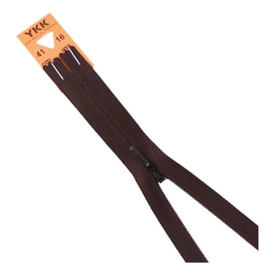 YKK Brown Concealed Zip 41cm