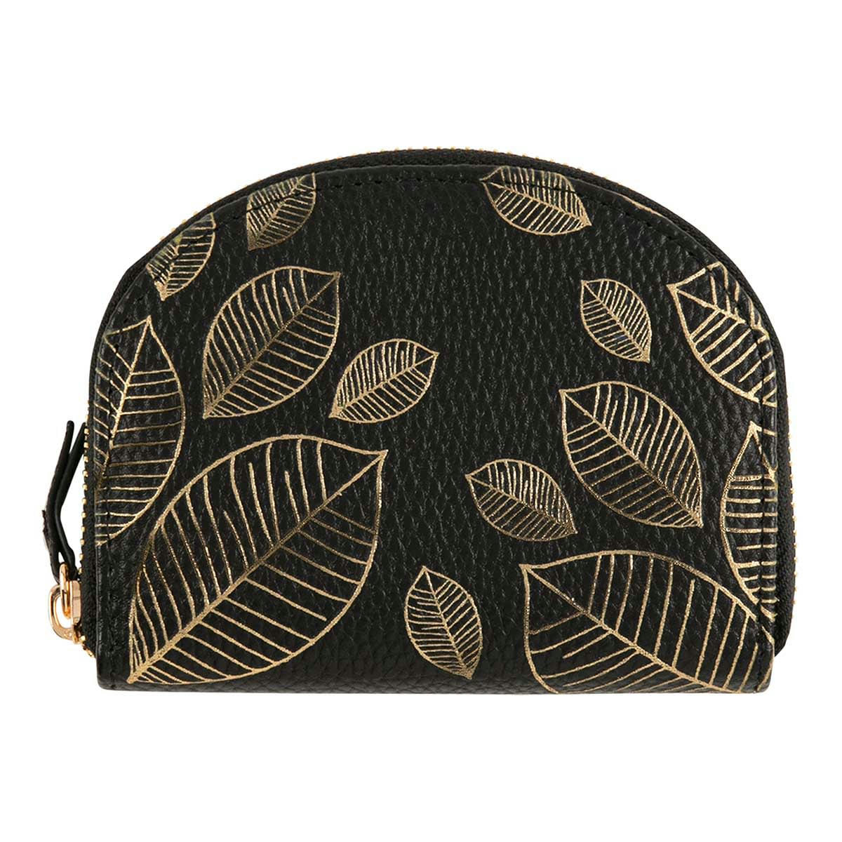 - Porte-monnaie - Feuilles Dorées - Noir