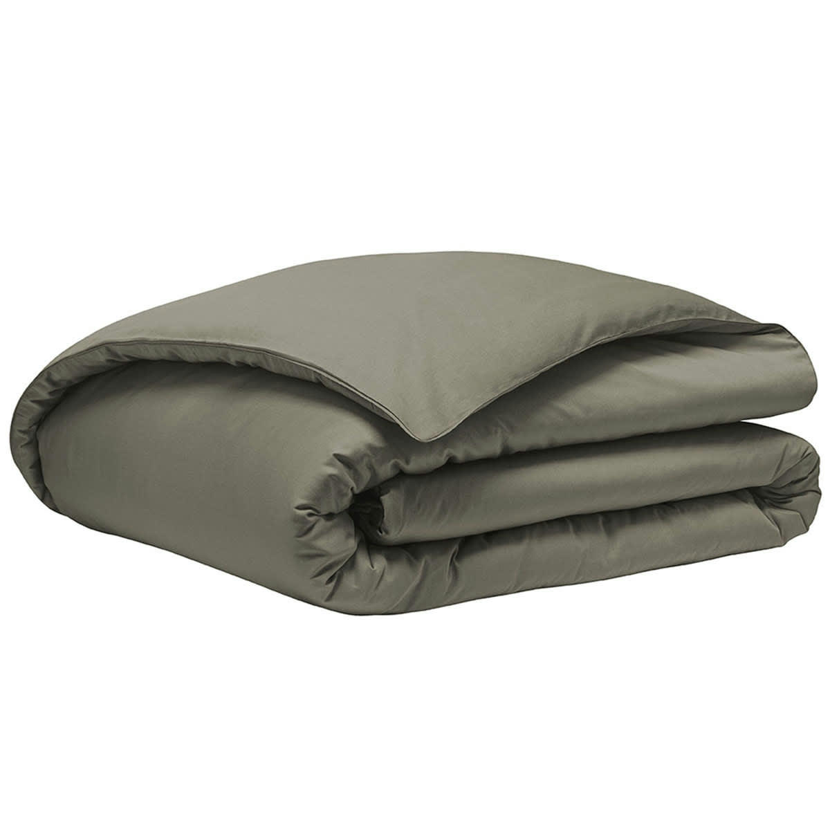 TEOPHILE - Housse de couette en satin de coton bio kaki 240x220