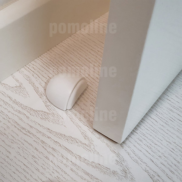 6 Un. Butée de porte adhésive en bois laqué blanc 47x38MM