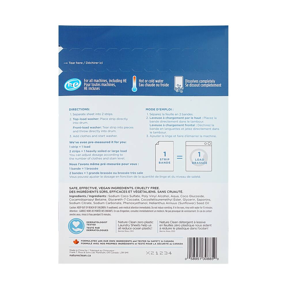 Nature Clean Hypoallergenic Laundry Detergent Sheets, Assorted Scents, 32-pk