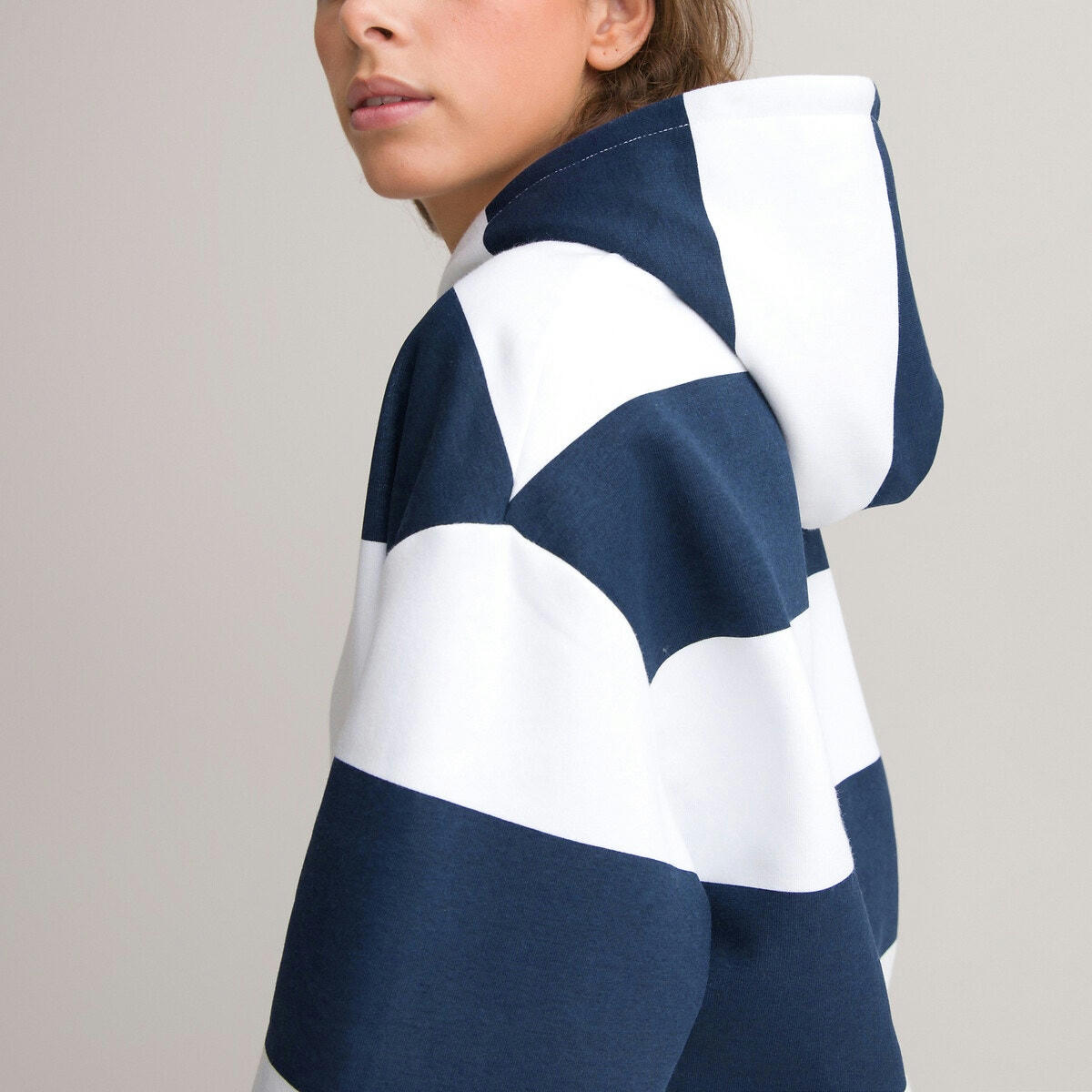 Sweat à capuche oversize rayé en molleton