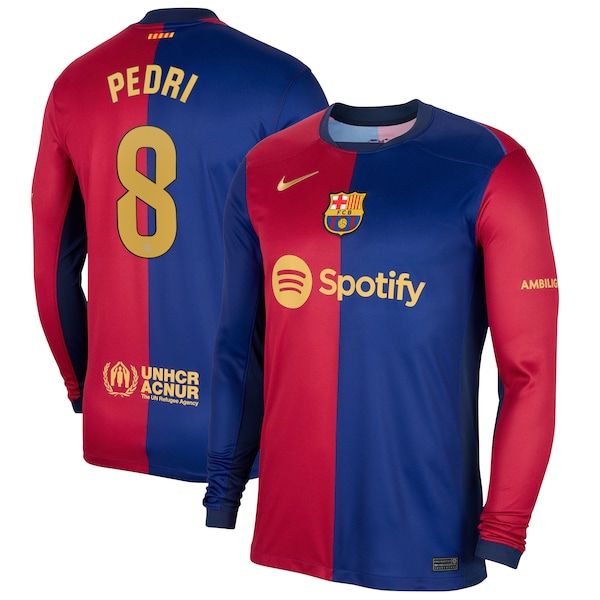 Pedri Barcelona Nike 2024/25 Home Long Sleeve Replica Player Jersey - Royal