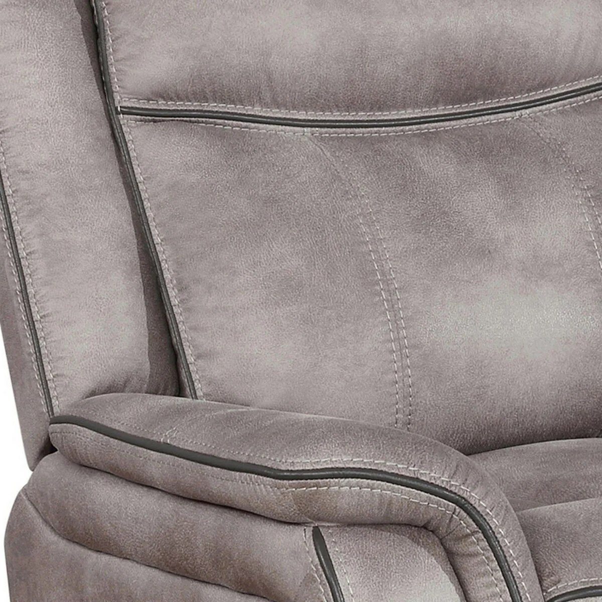 Lenard 41 Inch Manual Gliding Recliner, Piped Details, Taupe Brown Fabric