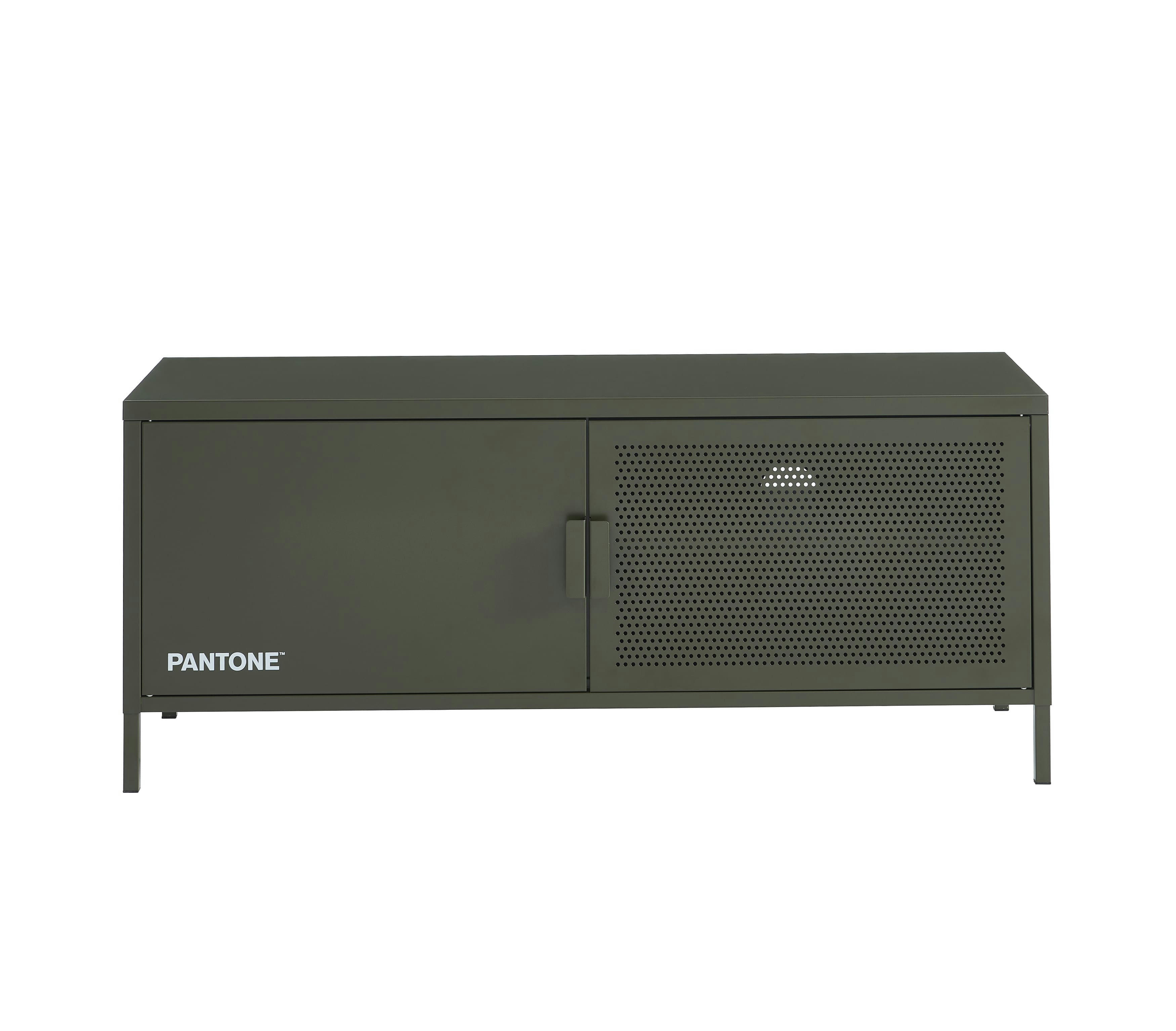 PANTONE - Meuble tv  métal vert olive foncé 120cm