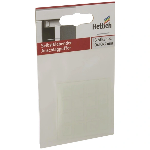 Anschlagpuffer, selbstklebend, Kunststoff, transparent, 10 x 10 x 2 mm, 16 St.