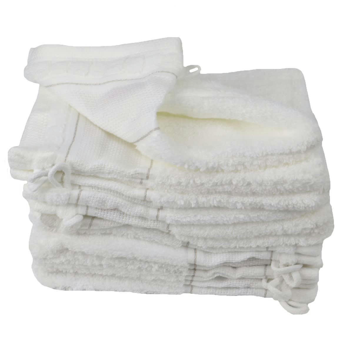 PETUNIA - Lot de 12 gants de toilette en coton blanc