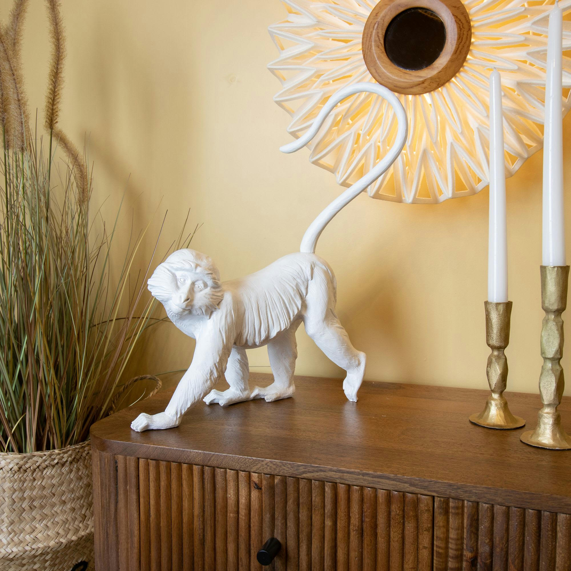 MICO - Statuette singe en résine blanche