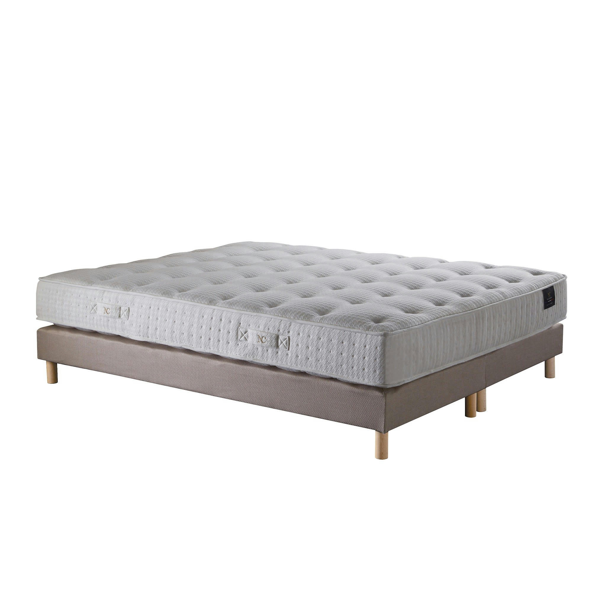 COMETE - Ensemble Matelas ressorts ensachés + sommier Rose poudré 140x190