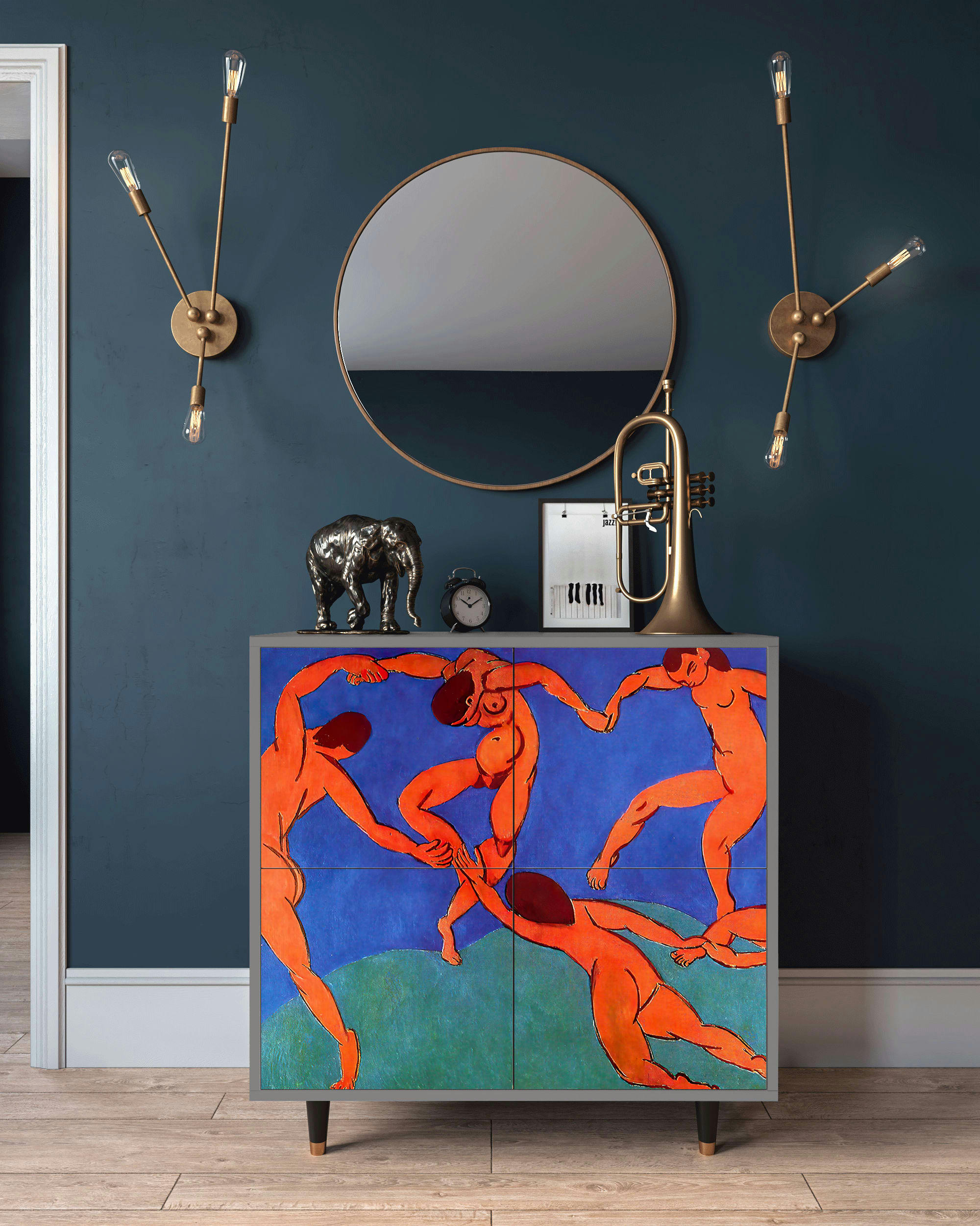 THE DANCE BY HENRI MATISSE - Buffet  multicolore 4 portes L 94 cm