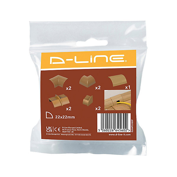 Multi-Pack d'accessoires pour goulotte D-Line effet bois vernissable 22x22mm
