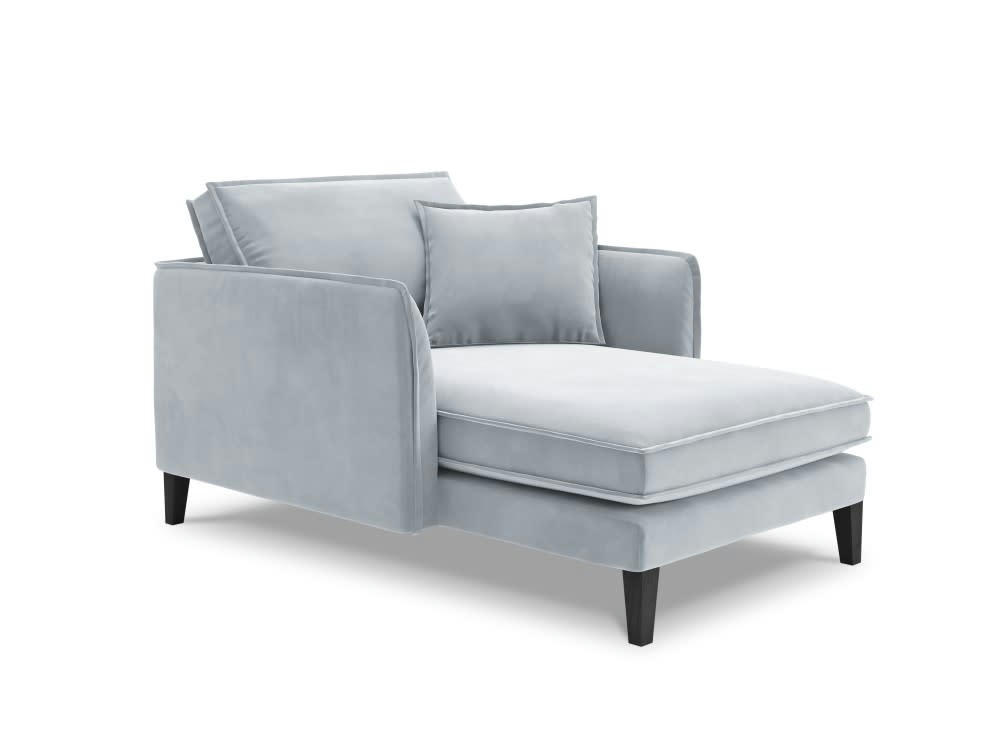 PROVENCE - Méridienne 1 place en velours bleu clair