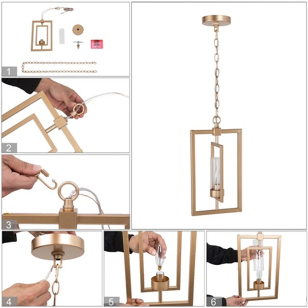 Mid-century Modern 1-Light Pendant Farmhouse Dimmable LED Rotatable Island Light with Cylinder Glass - L8.5'' * H16''