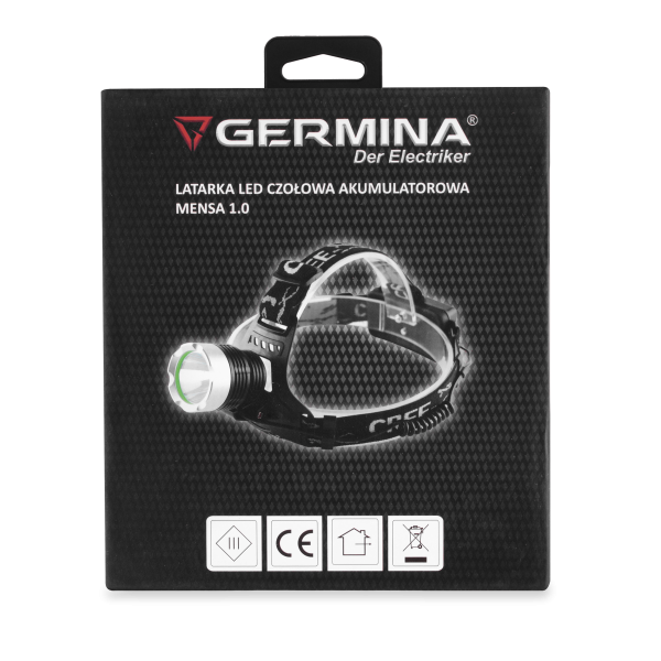 Latarka czołowa LED Germina akumulatorowa IP44 campingowa trekkingowa 1szt.