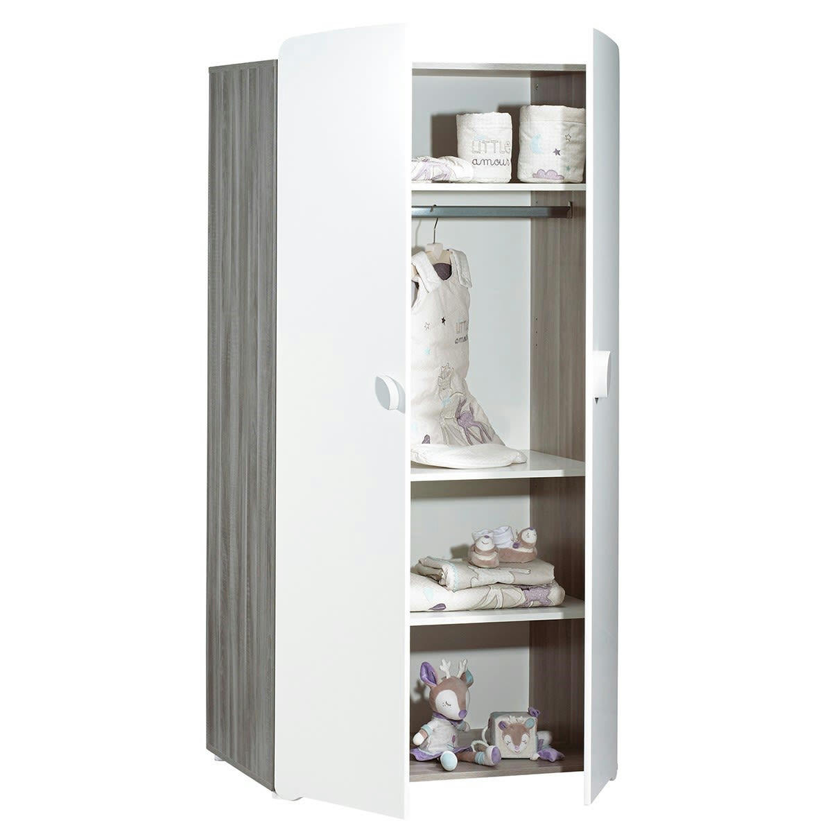 LEAF - Armoire 2 portes bébé 175x86x56cm en bois gris