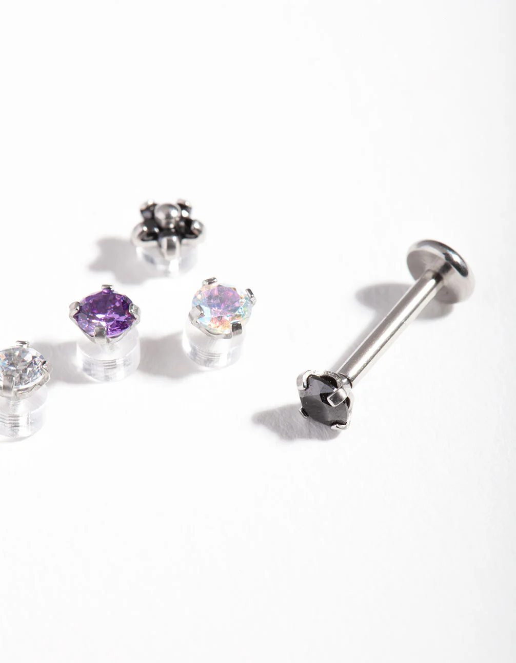 Surgical Steel Single Flat Back Bar & Interchangeable Ends 6-Pack