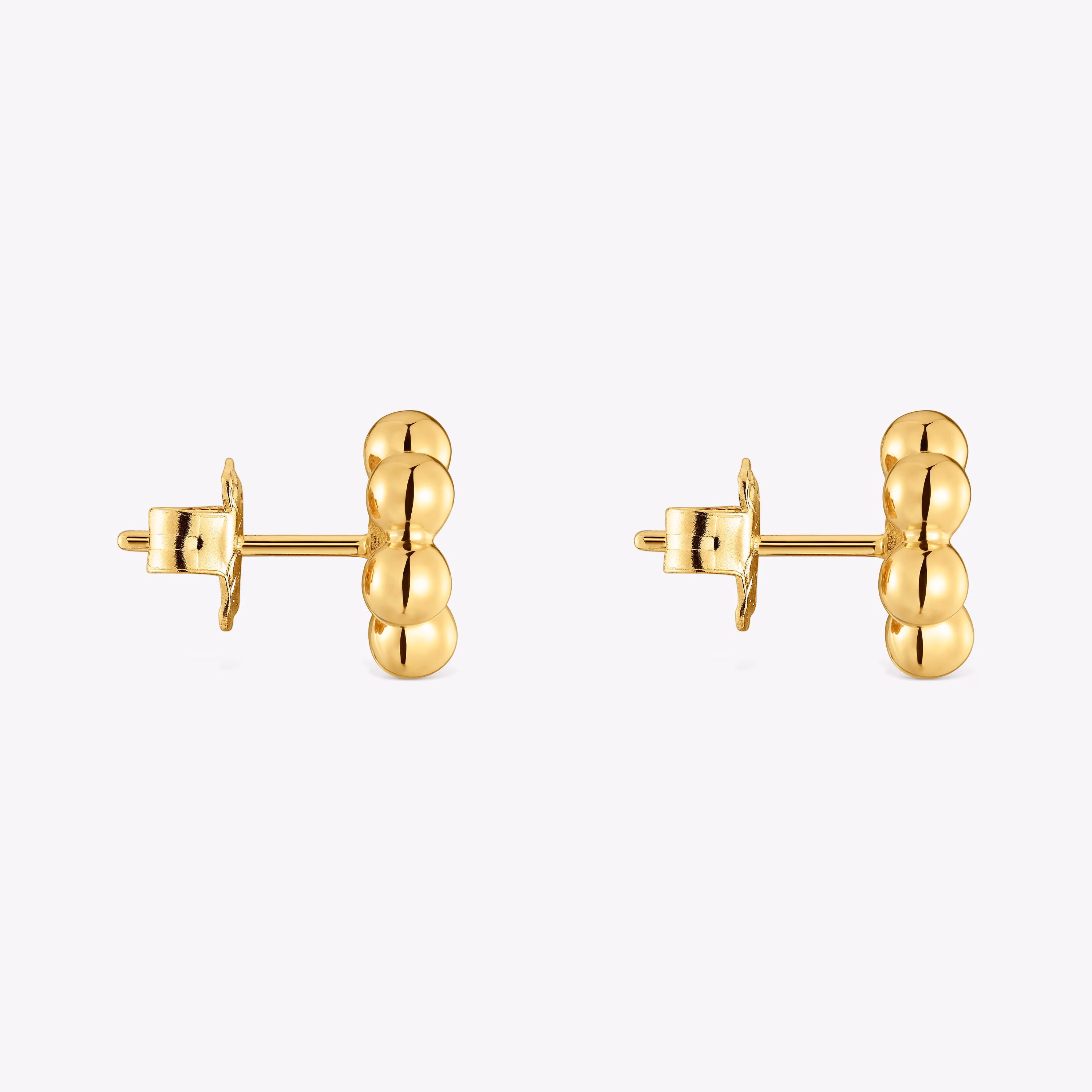 Pendientes cortos flor con baño de oro 18 kt sobre plata y iolita Sugar Party