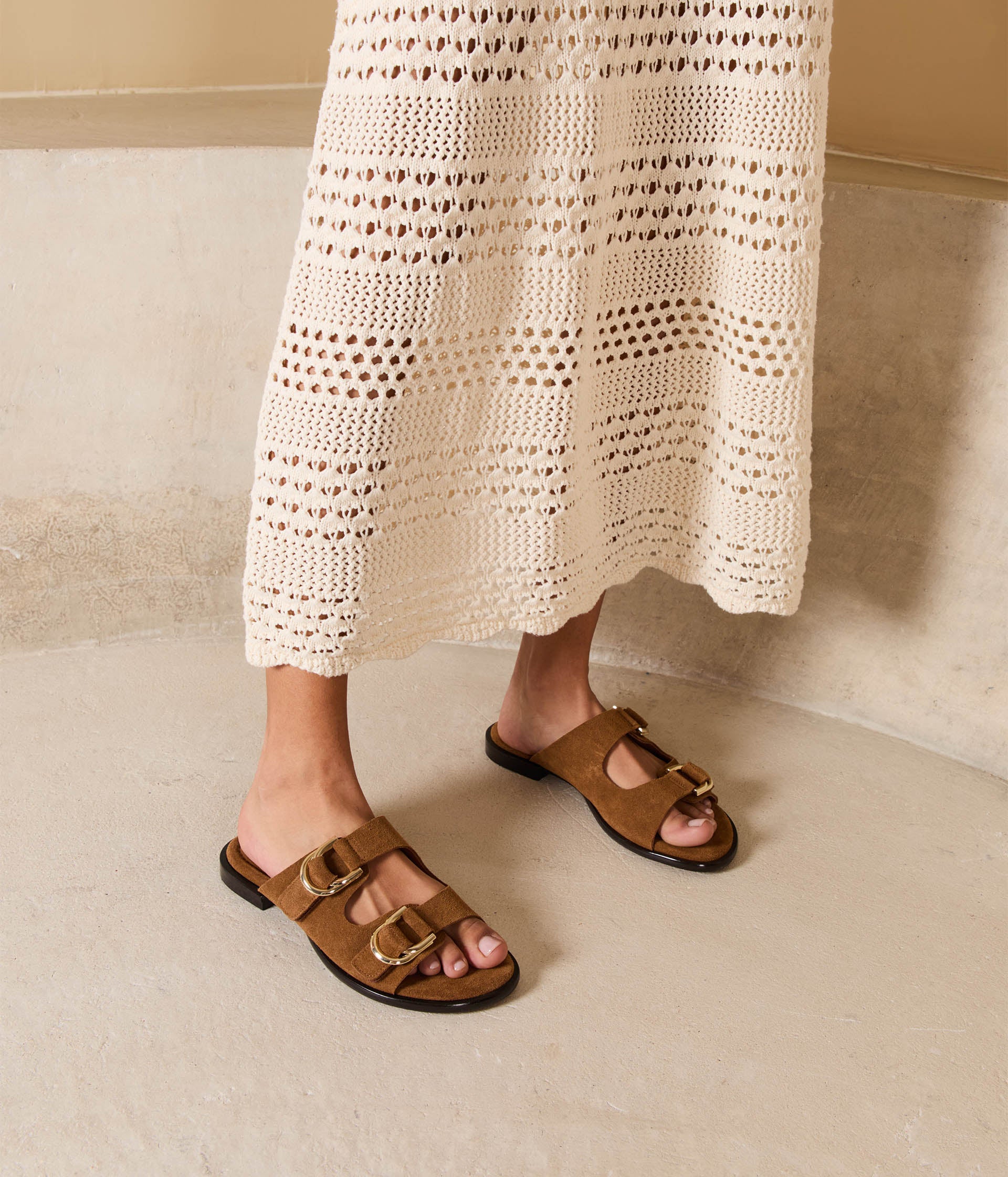 Mules velours camel Moji