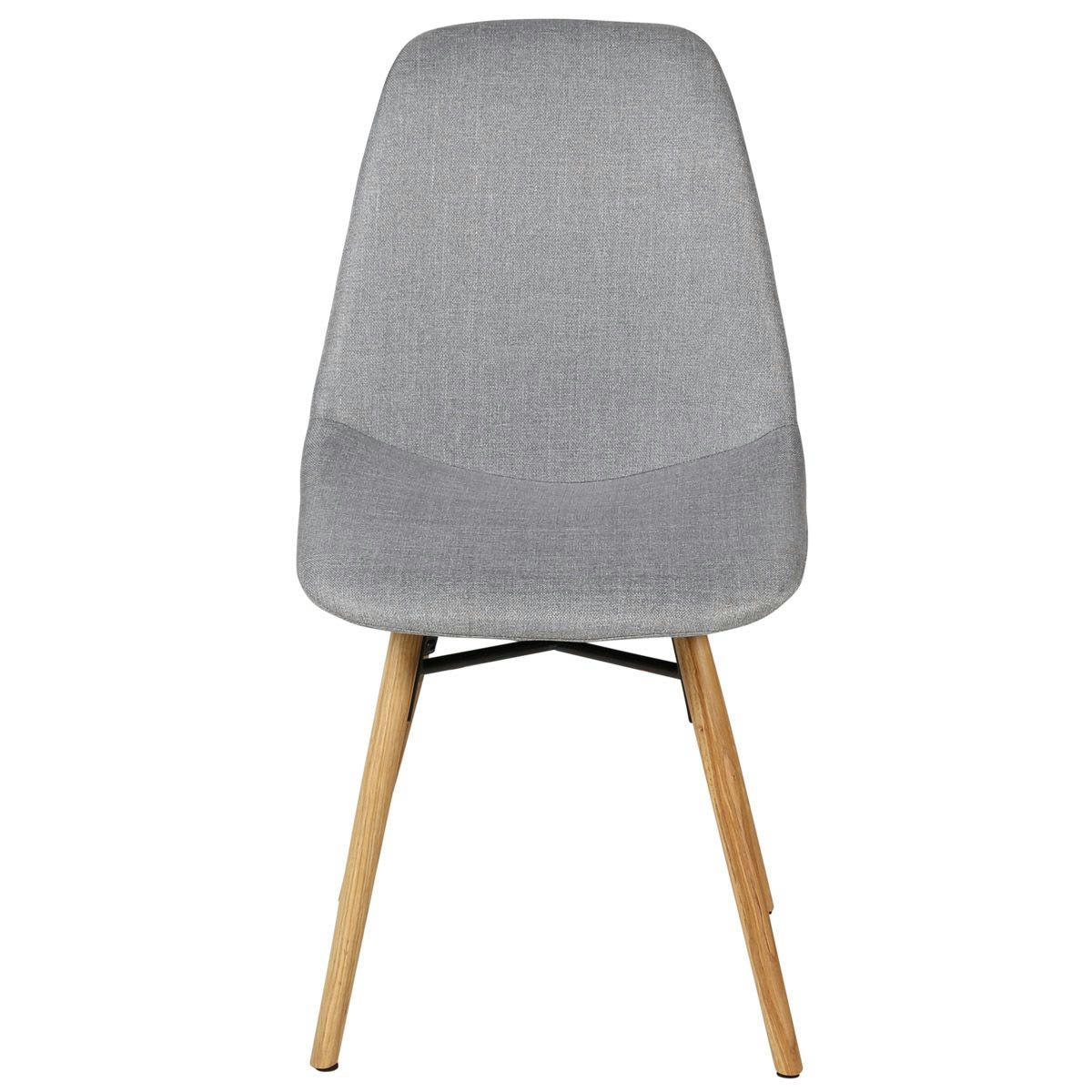 MAY - Chaise de repas en tissu gris clair et pieds chêne