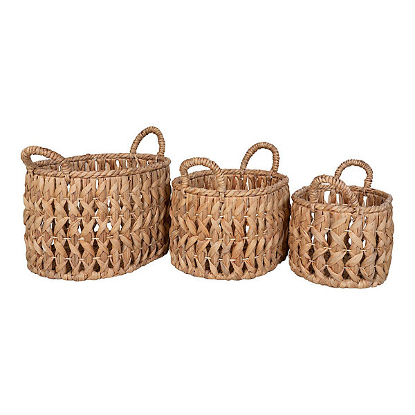 Lot de 3 paniers en jacinthe d'eau avec anses