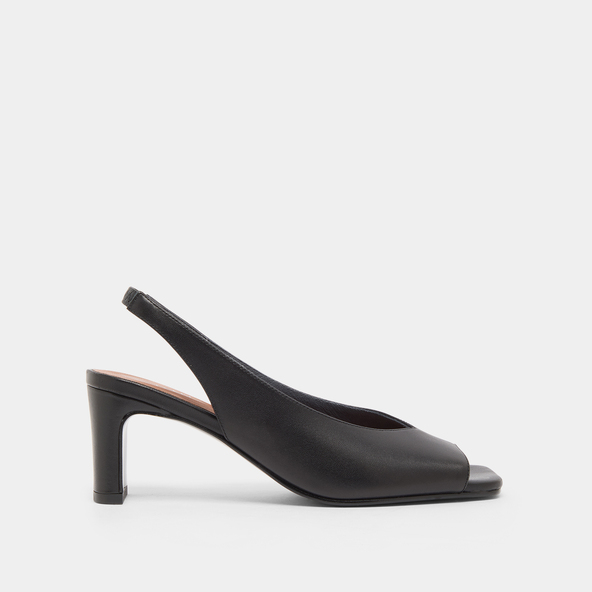 Escarpins slingbacksen cuir noir | DICTON