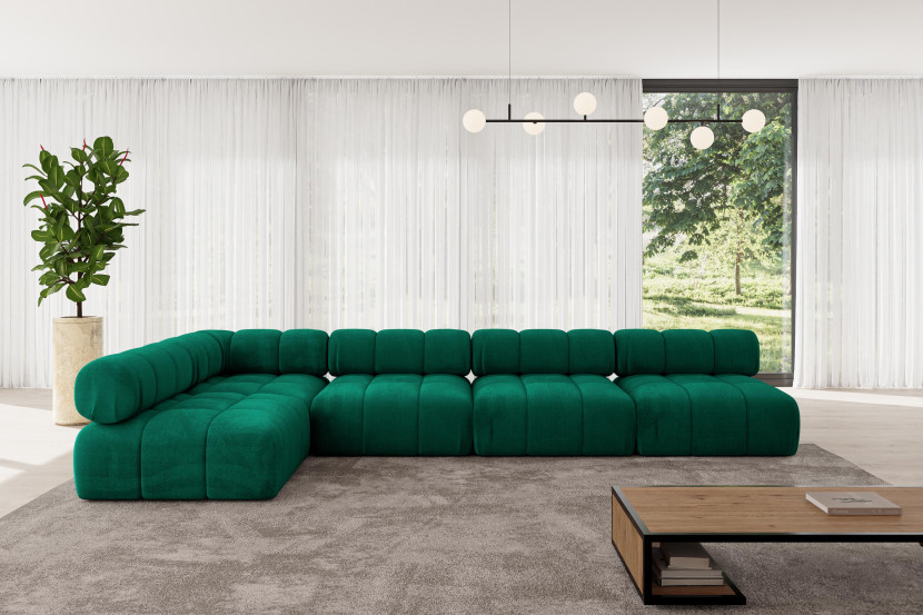 Narożnik lewostronny modułowy SAMARO-L3 380x190x70 cm zielony