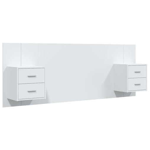 NNEVL Bed Headboard with Cabinets White Engineered Wood