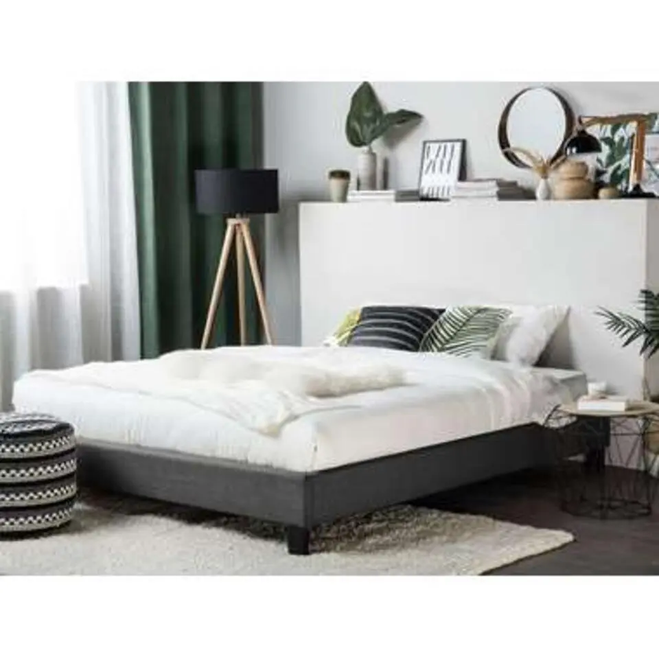 ROANNE - Tweepersoonsbed - Grijs - 180 x 200 cm - Polyester