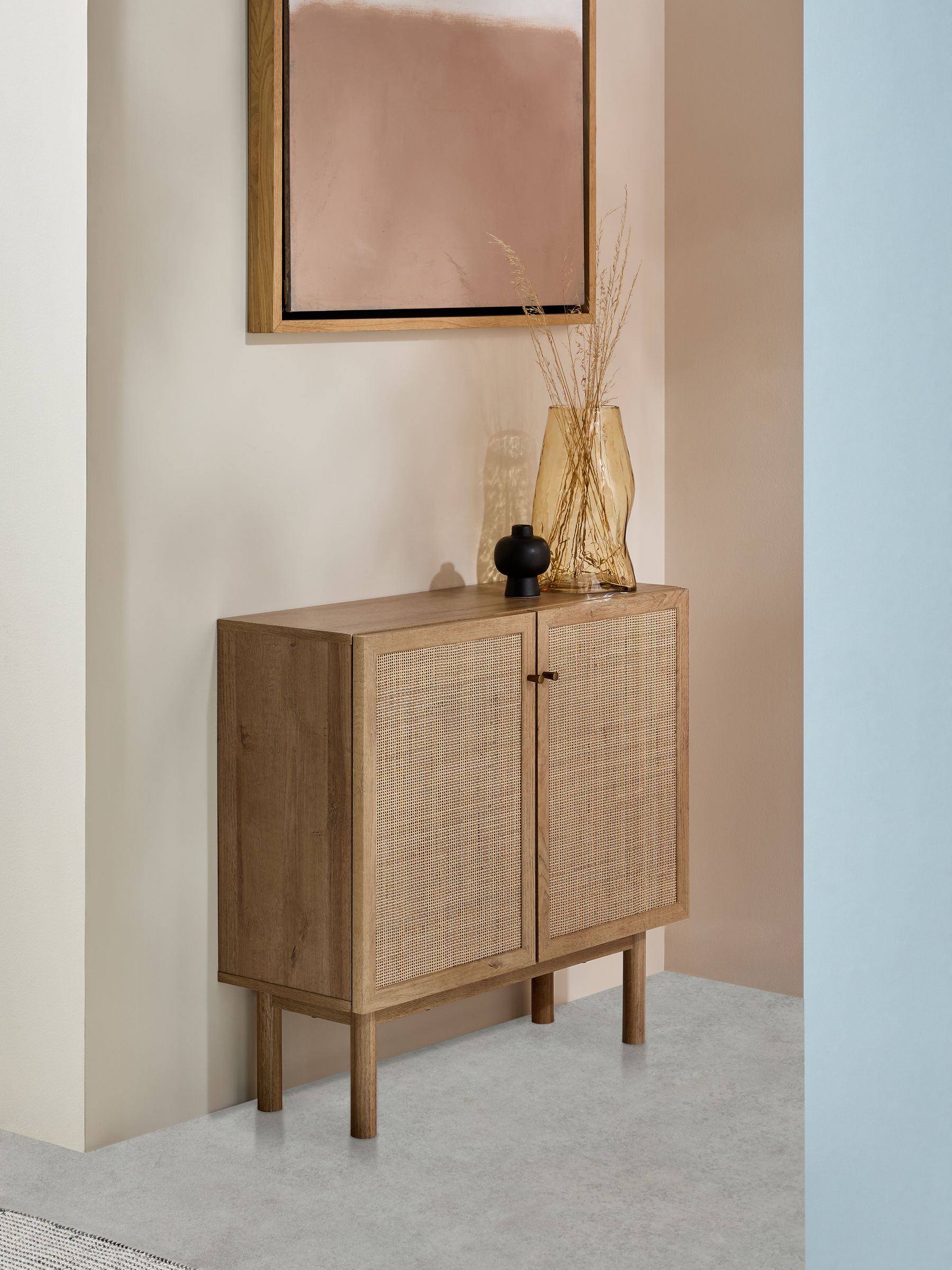 Pavia Rattan Small Sideboard in Oak Effect