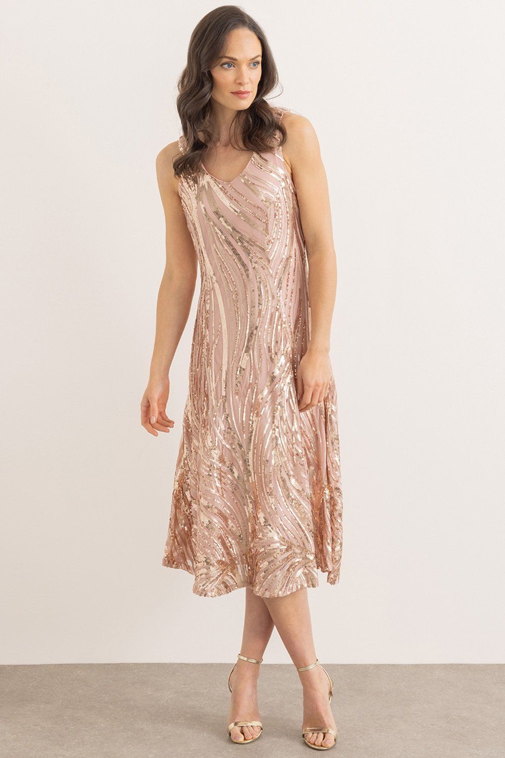 Klass. Sequinned Mesh Sleeveless Dress