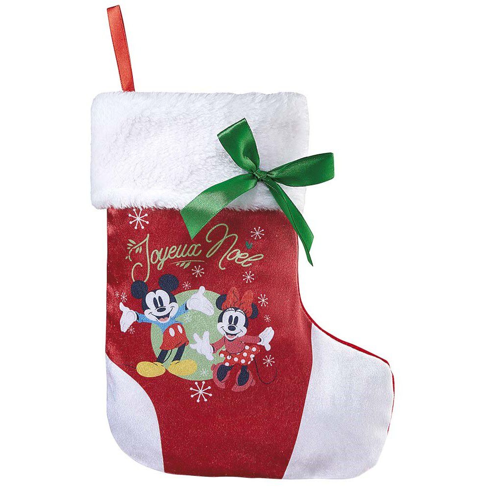Chaussette de No&euml;l Disney Mickey et Minnie rouge